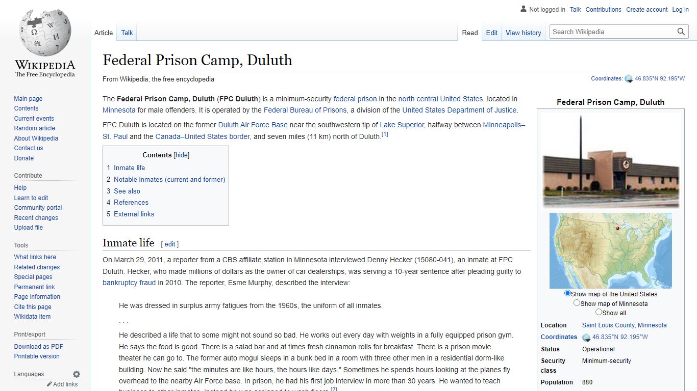 Federal Prison Camp, Duluth - Wikipedia